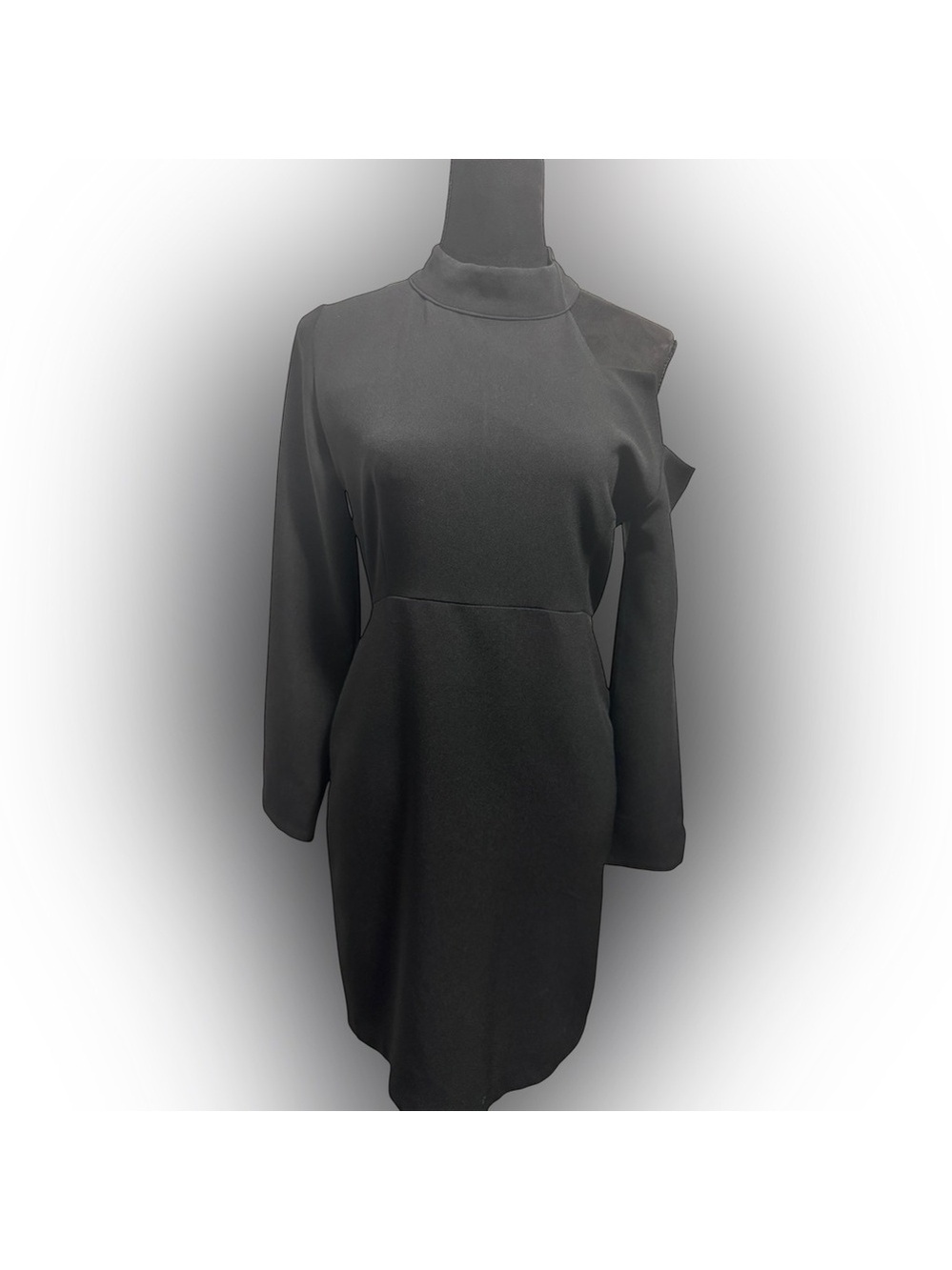 OAK + FORT Cold Shoulder Long Sleeve Dress Black